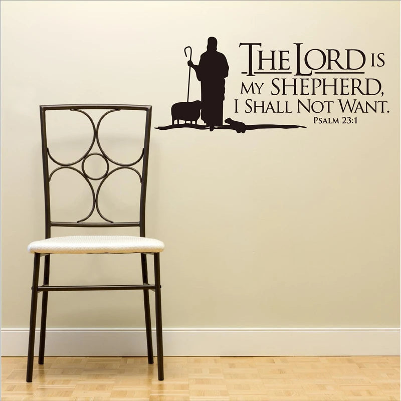 Psalms 23 The LORD is My Shepherd Wall lettering Mural Vinyl Decals Bible Verse Wall Art Vinyl Stickers Christian