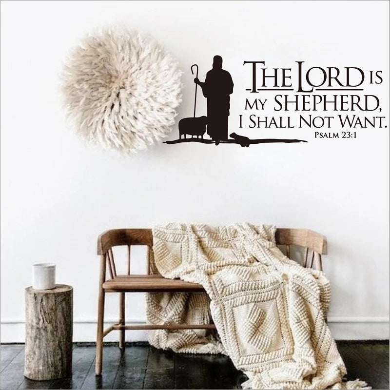 Psalms 23 The LORD is My Shepherd Wall lettering Mural Vinyl Decals Bible Verse Wall Art Vinyl Stickers Christian