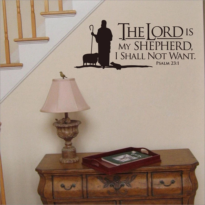 Psalms 23 The LORD is My Shepherd Wall lettering Mural Vinyl Decals Bible Verse Wall Art Vinyl Stickers Christian