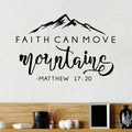 Faith Can Move Mountains Bible Verse Quote Decals Matthew 17:20 Vinyl Wall Sticker Christian Wall Decor for Home Car Laptop