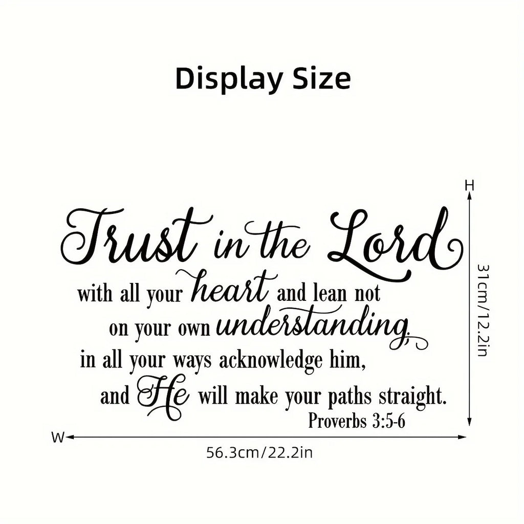 Trust in the Lord Proverbs 3:5-6 Bible Verse Wall Stickers Christian Religious Vinyl Wall Decals for Living Room Bedroom Home