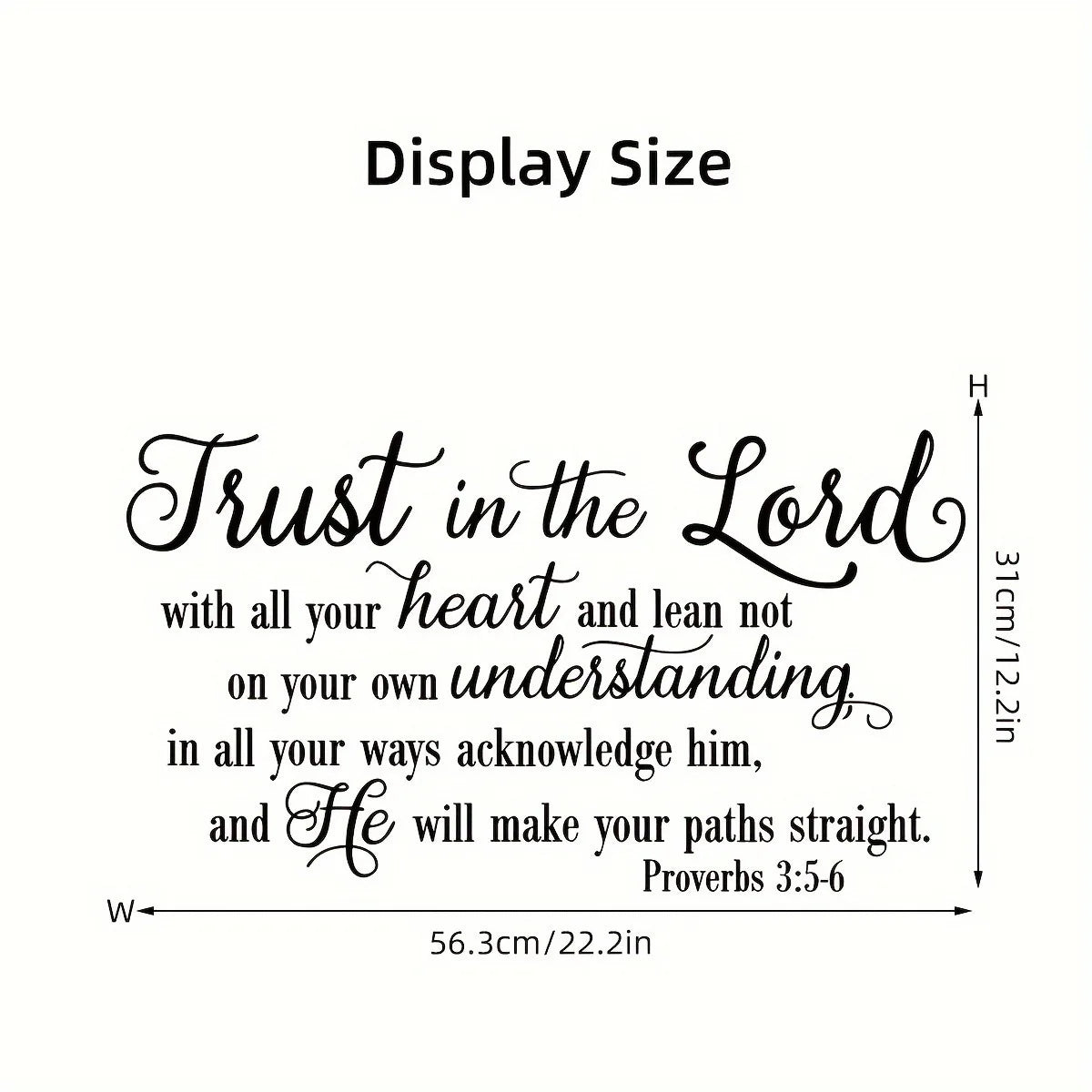 Trust in the Lord Proverbs 3:5-6 Bible Verse Wall Stickers Christian Religious Vinyl Wall Decals for Living Room Bedroom Home