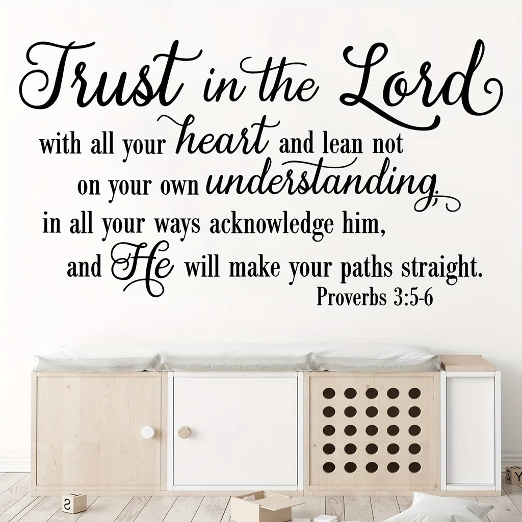 Trust in the Lord Proverbs 3:5-6 Bible Verse Wall Stickers Christian Religious Vinyl Wall Decals for Living Room Bedroom Home