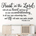 Trust in the Lord Proverbs 3:5-6 Bible Verse Wall Stickers Christian Religious Vinyl Wall Decals for Living Room Bedroom Home