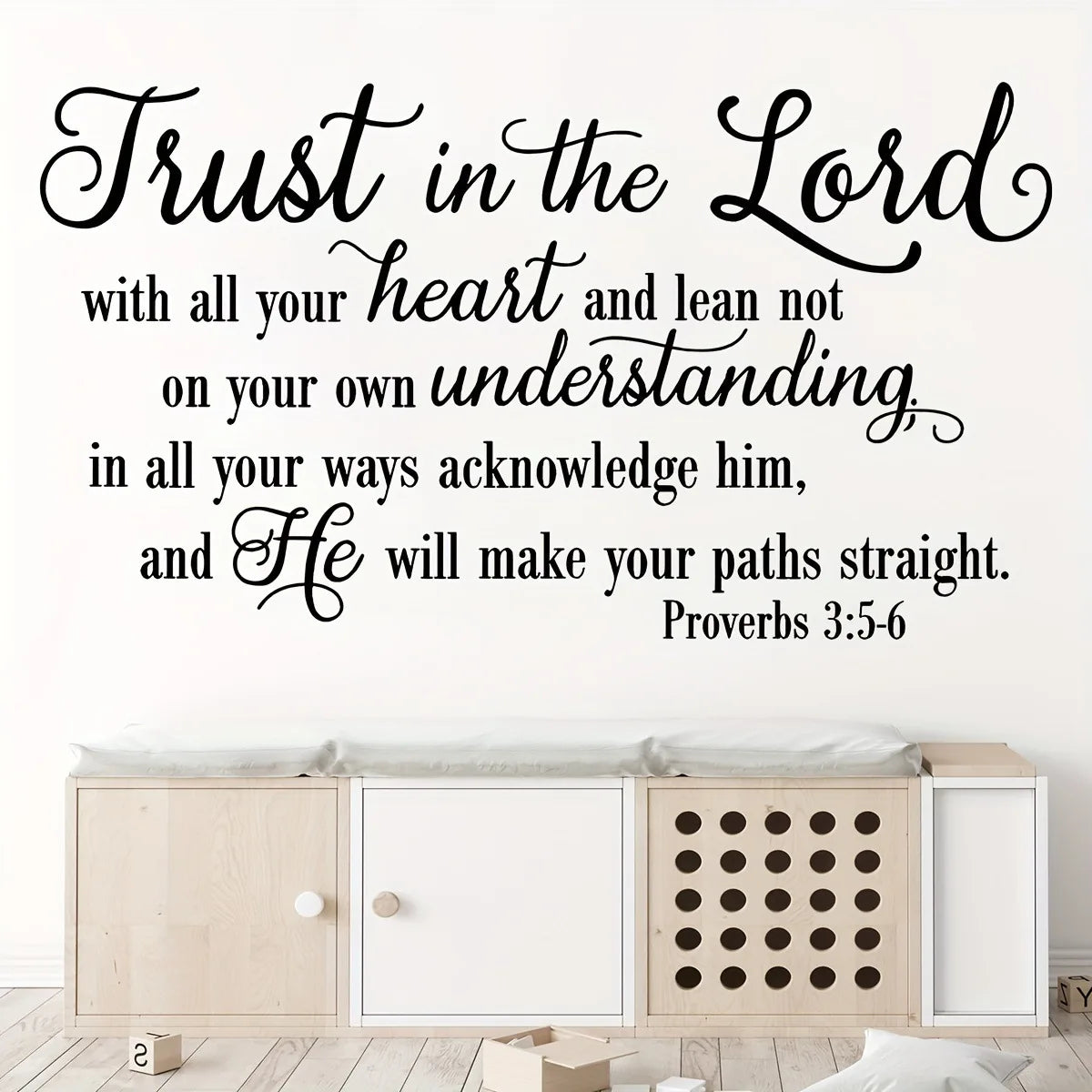 Trust in the Lord Proverbs 3:5-6 Bible Verse Wall Stickers Christian Religious Vinyl Wall Decals for Living Room Bedroom Home