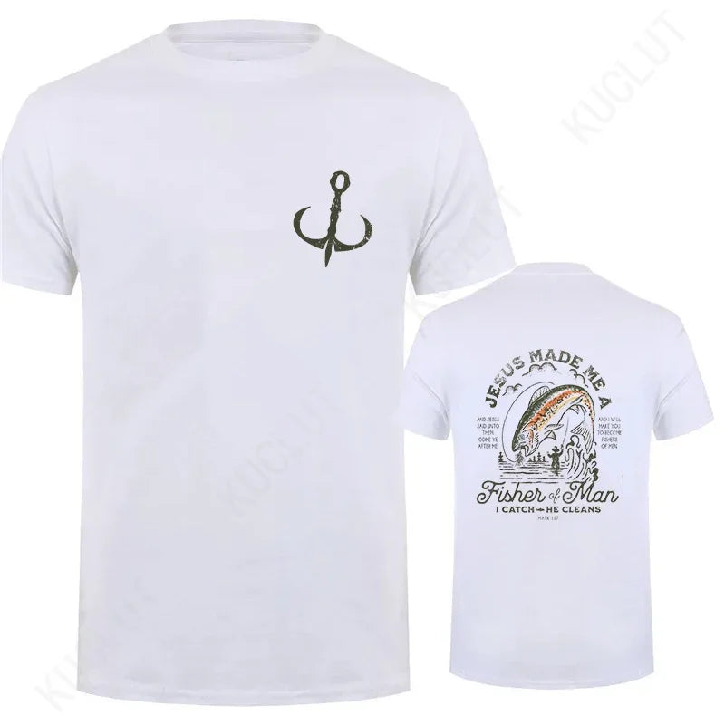 Christian Shirts for Men Christian T Shirts Fisher of Men TShirts Gift for Men Jesus Bible Verse Shirt Dad Birthday Gift Tops