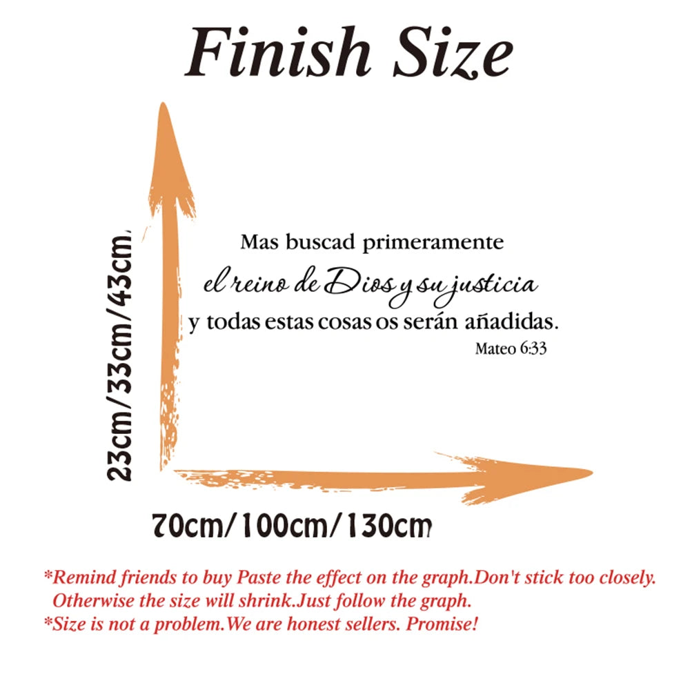Spanish Christian Bible Verse Wall Sticker Bedroom Liiving Room Matthew 6:33  God Lord Religion Quote Wall Decal Home Decor