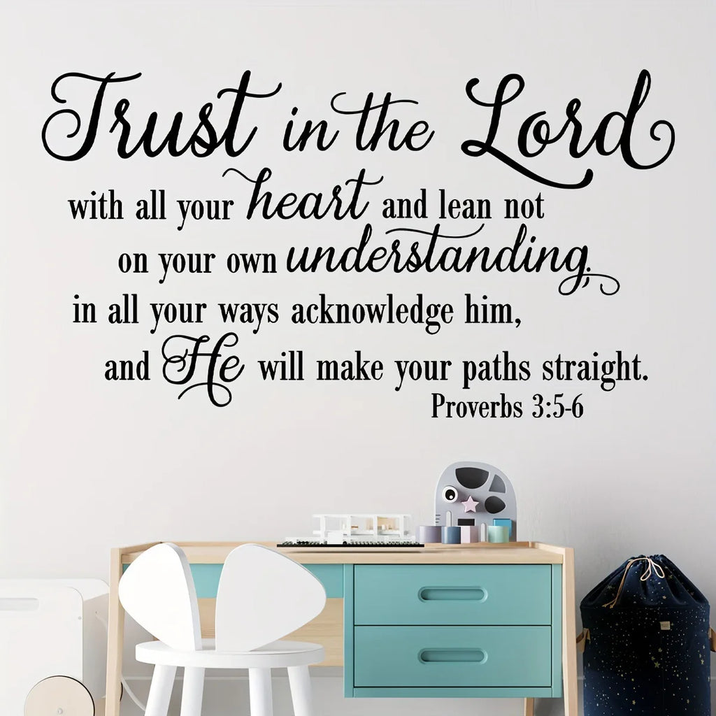 Trust in the Lord Proverbs 3:5-6 Bible Verse Wall Stickers Christian Religious Vinyl Wall Decals for Living Room Bedroom Home