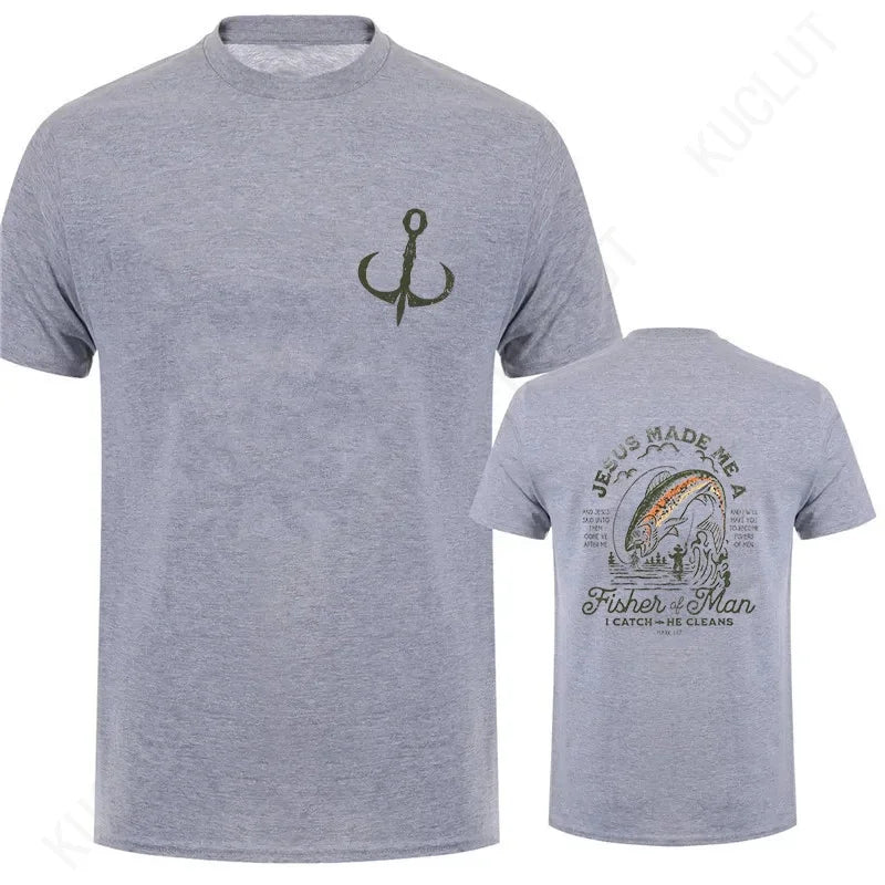 Christian Shirts for Men Christian T Shirts Fisher of Men TShirts Gift for Men Jesus Bible Verse Shirt Dad Birthday Gift Tops
