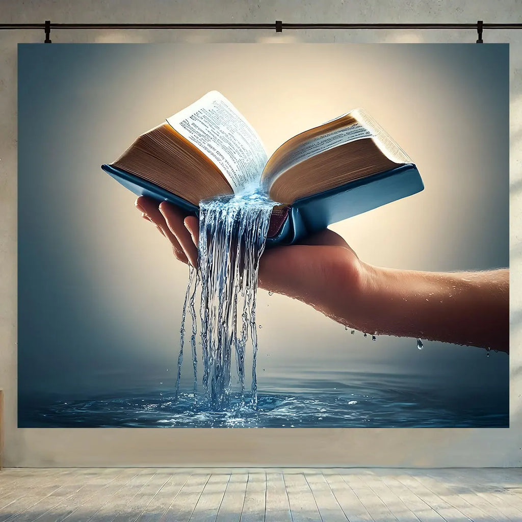 1 inspiring Bible scripture background - "The Flow of the Bible" purification fountain design, Bible wall art